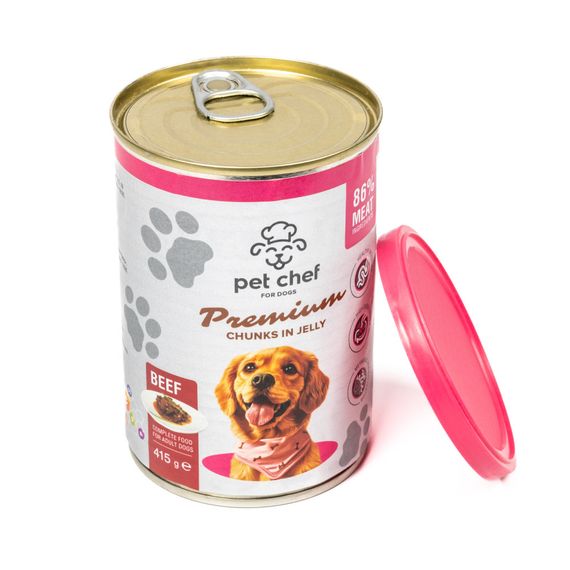 Вологий корм для собак Pet Chef шматочки в желе з яловичиною 415г | Зображення 2