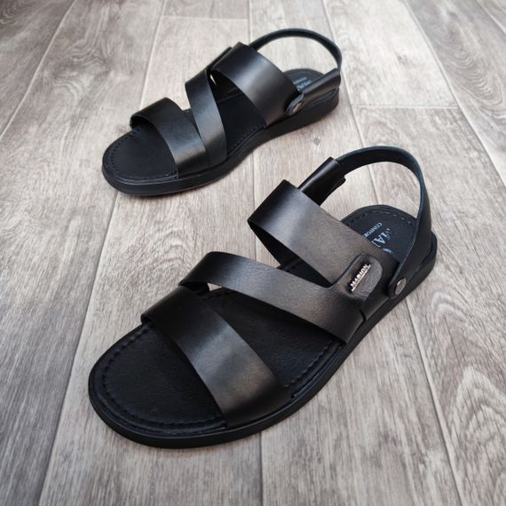 Чоловічі сандалі шльопанці чорного кольору. Літнє взуття | Зображення 1