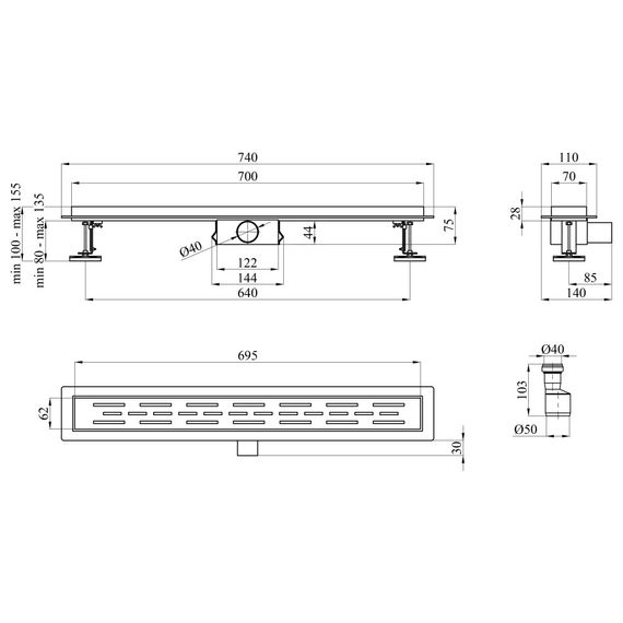 Линейный трап Kroner KRP Eifel L70 Linien с сухим затвором (CV034169) | Зображення 4