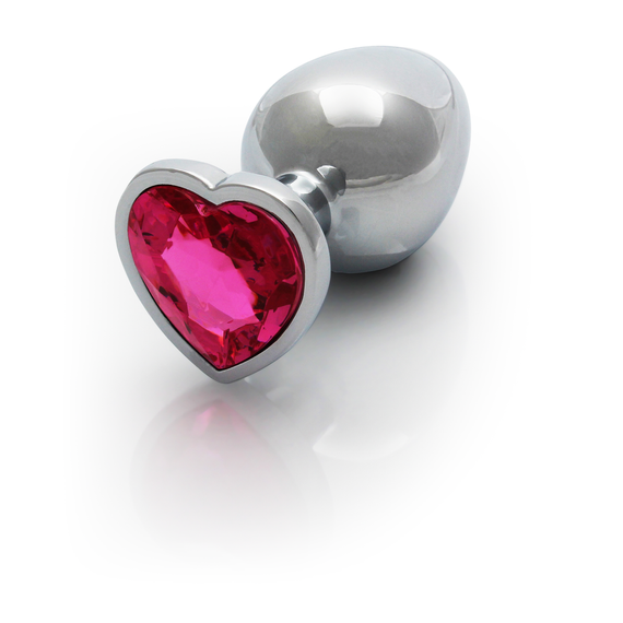 Анальна пробка - Ouch! Metal Butt Plug Large Silver/Rubellite Pink Sex Aura | Зображення 1