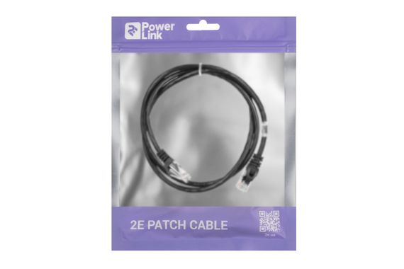 Патч-корд 2E Cat 5e,UTP,RJ45, 26AWG ,7/0.16 CCA, 1.00 m, PVC,Black (2E-PC5ECA-100BK) | Зображення 2