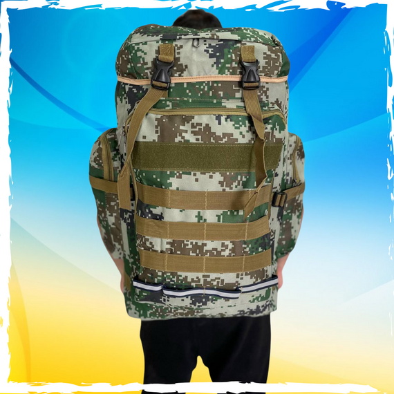 Рюкзак тактичний, 80л. Рюкзак 80 літрів. Камуфляж, хакі, піксельний | Зображення 2