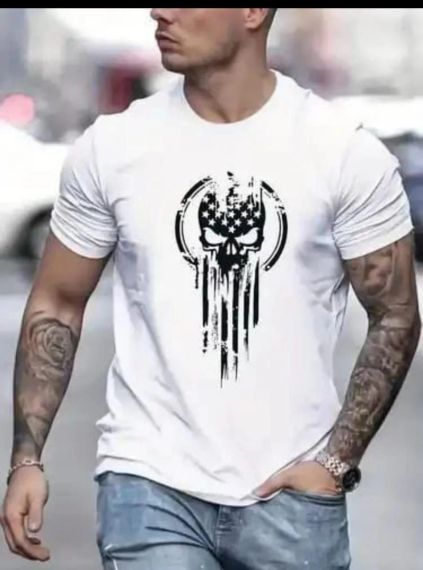 Футболка мужская с принтом повседневная S Белая