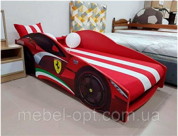 Кровать машинка серия Элит модель Ferrari красная со спортивным матрасом и подушкой | Зображення 1