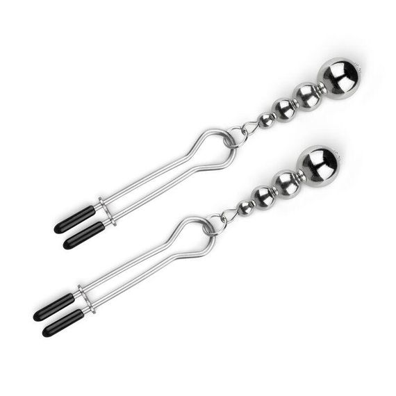 Зажимы для сосков Bedroom Fantasies: Nipple Clamps with Beaded Chain - Silver sexstyle | Зображення 3
