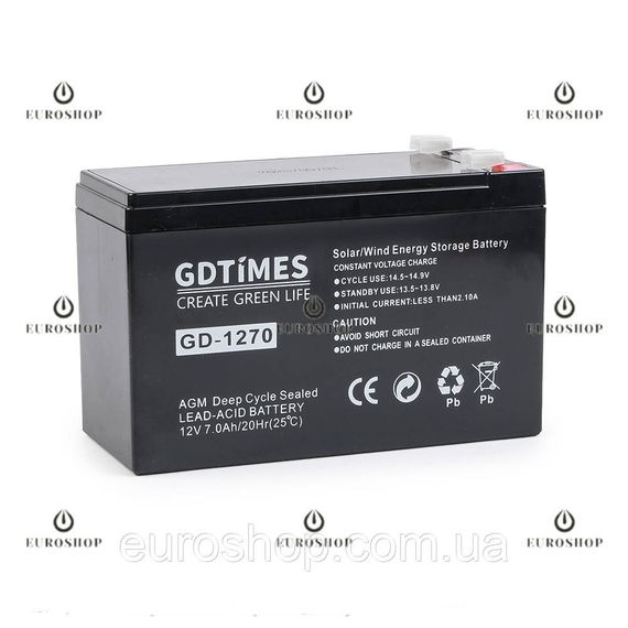Аккумулятор GDTIMES GD-1270 12V-7Ah 20 Hr, аккумуляторная батарея свинцово-кислотная, для бесперебойника, аккумулятор для ИБП