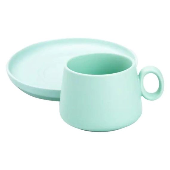 Чашка з блюдцем порцелянова 300 мл М'ятна HP7209TU | Зображення 2