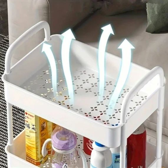 Етажерка на колесах 4 полиці біла підлогова Storage rack AN906 | Зображення 3