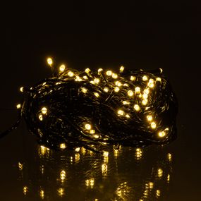 Новорічна гірлянда кімнатна нитка 14 м 160 LED чорний провід Жовтий W160LED16MBY