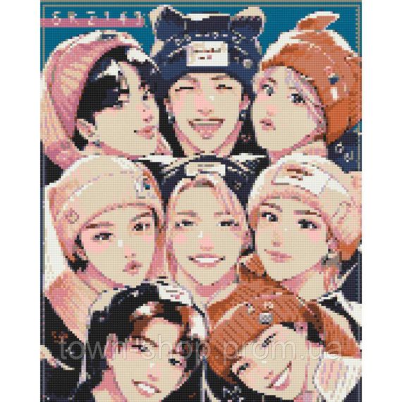 Алмазная мозаика "K-pop, Stray Kids" OD31890, 40х50 см