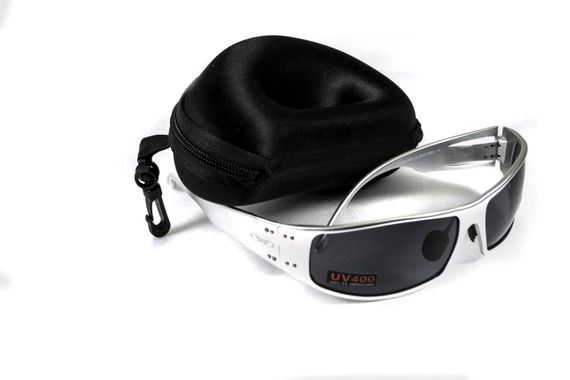 Окуляри захисні Global Vision Bad-Ass-2 Silver (gray), сірі в сріблястій металевій оправі | Зображення 1