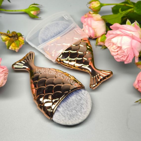 Щетка рыбка от пыли для маникюра (розовое золото)