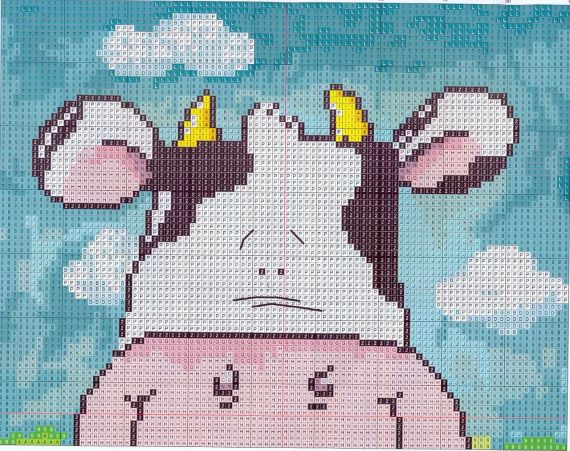 Набор для вышивания по нанесённой на канву схеме "Big mouth cow ".AIDA 14CT printed, 21*31 см | Зображення 2