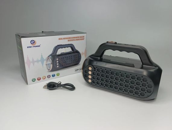 Портативна бездротова Bluetooth Колонка EP-516 15Вт з живленням від акумулятора та сонячної панелі з ліхтарико