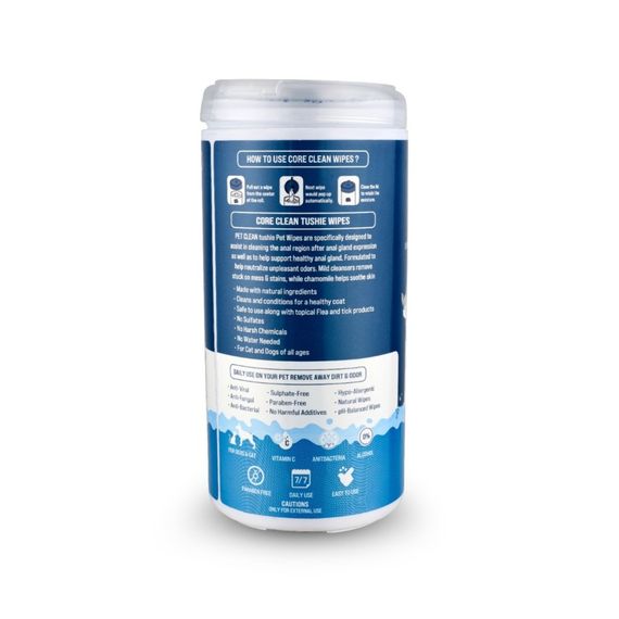 Серветки вологі Pet Clean PET TUSHIE WIPES гіпоалергенні для домашніх тварин   з ароматом Алое Вера 50шт | Зображення 7