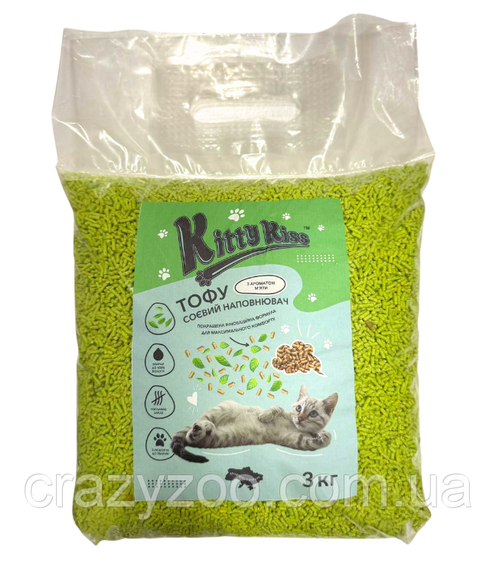 Наповнювач для котячого туалету Kitty Kiss Tofu соєвий тофу з ароматом м'яти 3 кг KK8246