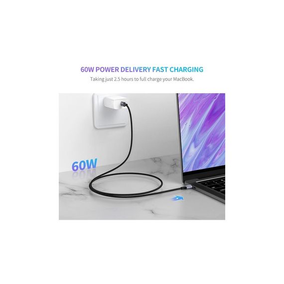 Дата кабель USB-C to USB-C 1.0m US261 3A Alum. Braid Gray\Black Ugreen (50150) | Зображення 1