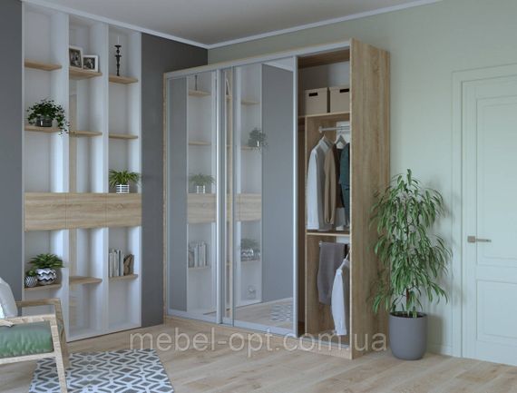 Шафа купе Сіті 24 Doros Дуб Сонома 3 Дзеркала 208х60х240 (42002077) | Зображення 3