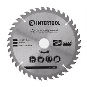 Диск по деревині із твердосплавними напайками 190*30*1.5 мм 40 зубів INTERTOOL CT-3041