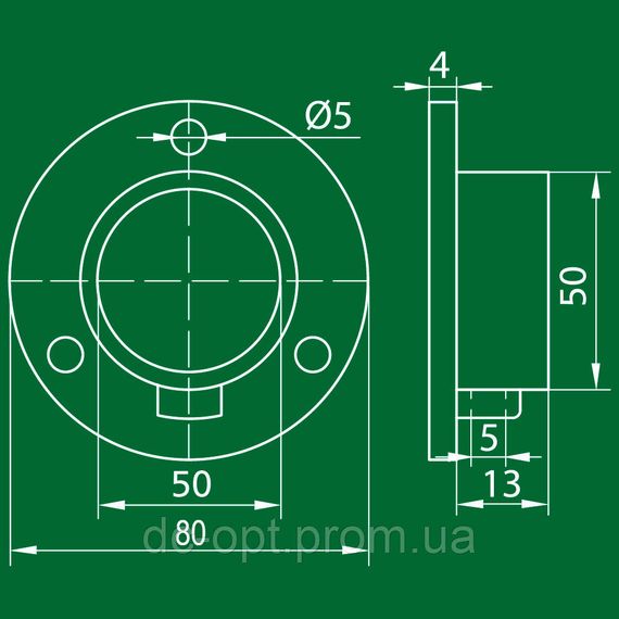 R-11M/50 фланец для трубы d-50мм Хром ДС | Зображення 1
