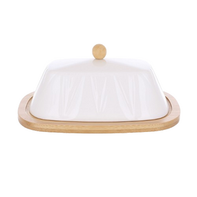 Маслянка порцелянова з з бамбуковим блюдом Grace 20.5*14.5*8.8см