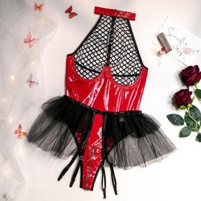 Комплект еротичної жіночої білизни "Flirting", лак червоний, розмір М sexstyle