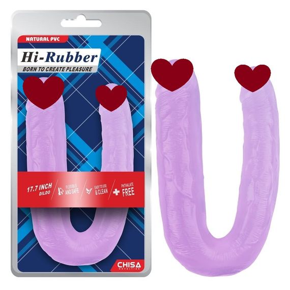 Фалоімітатор двосторонній Chisa Hi-Rubber, фіолетовий 45 см Sex Aura