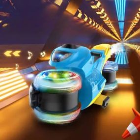 Мотоцикл трюковый на радиоуправлении с подсветкой и дымом QF670-1 Голубой