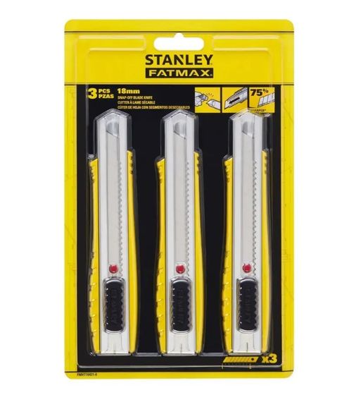 Ніж Stanley FatMax 3 шт, довжиною 155 мм з лезом шириною 18 мм з сегментами, що відламуються (FMHT10421-0)