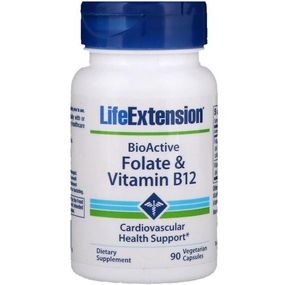 Витамин Б12 Life Extension BioActive Folate & Vitamin B12 90 Veg Caps