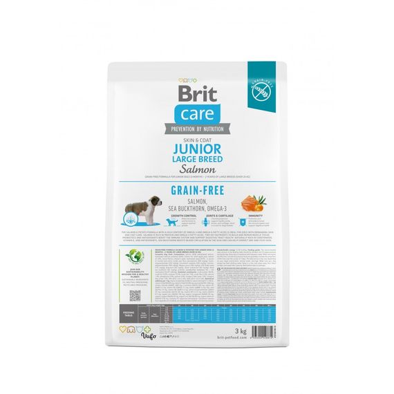 Корм сухий Brit Care Dog Grain-free Junior Large Breed для молодих собак великих порід беззерновий з лососем 3 кг | Зображення 4