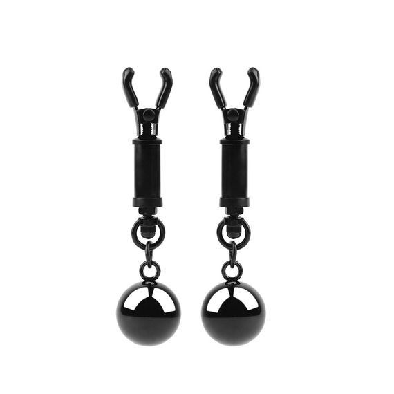 Зажимы для сосков Chisa Sins Inquisition Playful Weighted Nipple Clamps с грузиками, черные Sex Aura | Зображення 1