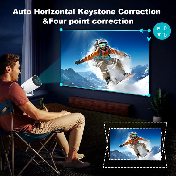 Смарт-проектор HY300 PRO с Android TV 11.0 поддержкой 4K WiFi 6 и Bluetooth 5.0 | Зображення 4