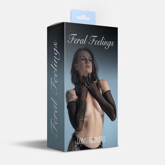 Рукавички довгі сітка Feral Feelings - Long Glovers M, чорні | Зображення 1