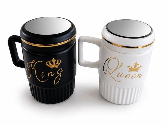 Парні чашки порцелянові King & Queen 450 мл з кришкою | Зображення 4