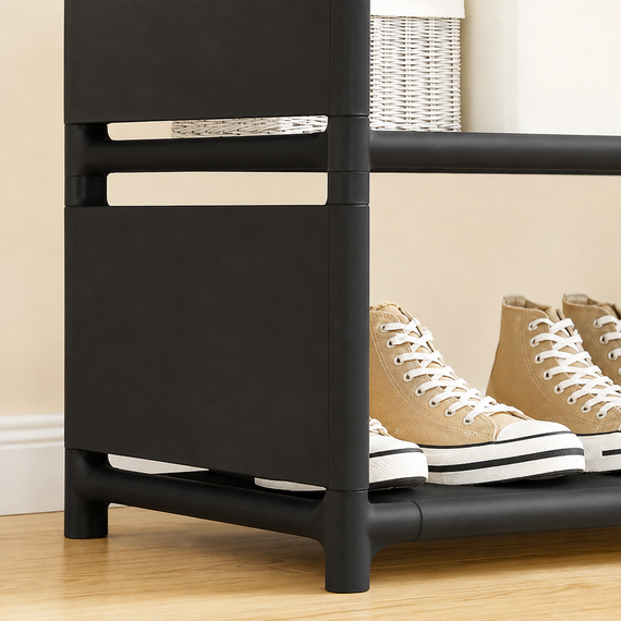 Розкладна шафа-стелаж RIAS YH7702-1 з полицею для взуття 170x60x36 см Black | Зображення 3
