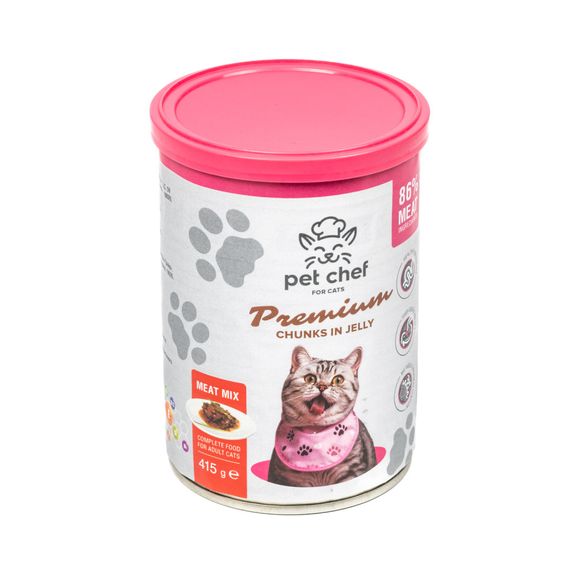 Корм влажный для взрослых котов Pet Chef, кусочки в желе Мясной микс 415 г | Зображення 4