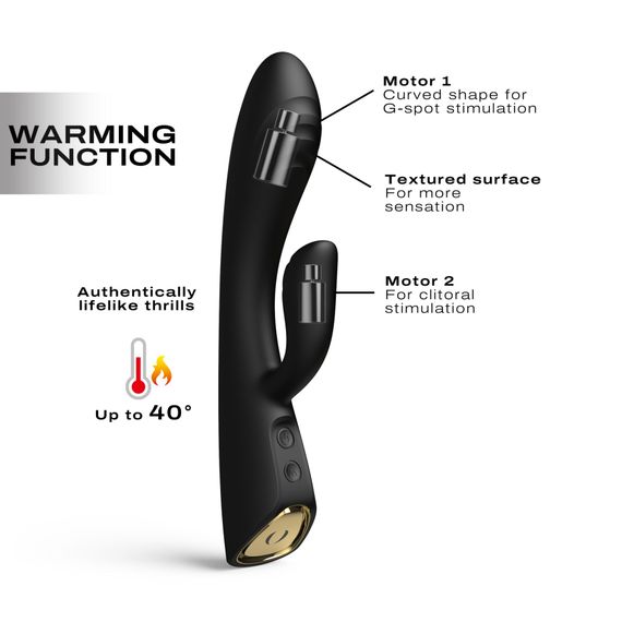 Вібратор-кролик з підігрівом Dorcel FLEXI RABBIT BLACK, гнучкий стовбур | Зображення 1