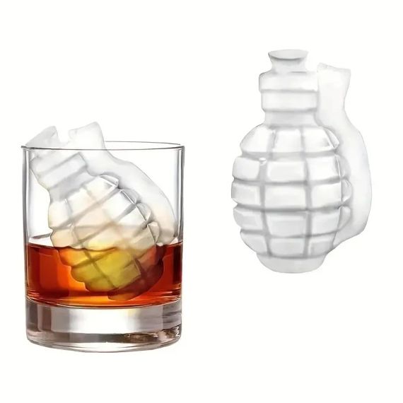 Форма для кубиків льоду 3D Grenade Design, форма для віскі лимонка | Зображення 3