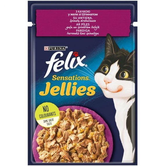Вологий корм Felix Sensations jellies з качкою та шпинатом 78шт*85г