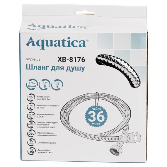 Шланг для ручного душу Aquatica 1/2" SS хромований з підшипником 175 см (9792022) | Зображення 1