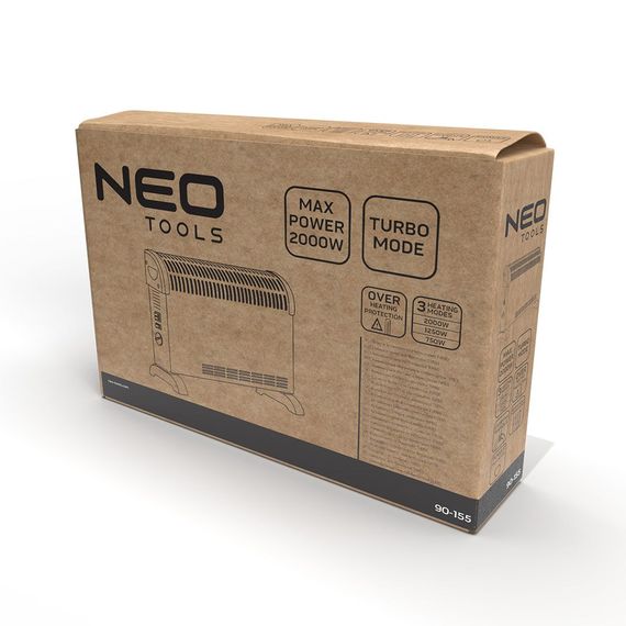 Конвектор Neo Tools , 25м2, 2000Вт, мех. упр-ння, з терморегулятором, відкритий нагрів. елемент, білий (90-155) | Зображення 6