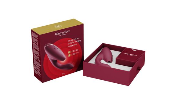 Подвійний вакуумний кліторальний стимулятор з вібрацією Womanizer Duo 2 - Bordeaux, незалежні мотори | Зображення 7