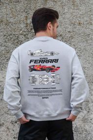 Утеплений оверсайз світшот на флісі з принтом Without Ferrari Gray