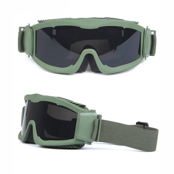 Защитные очки маска Jungle Storm S68 со сменными линзами, зеленая
