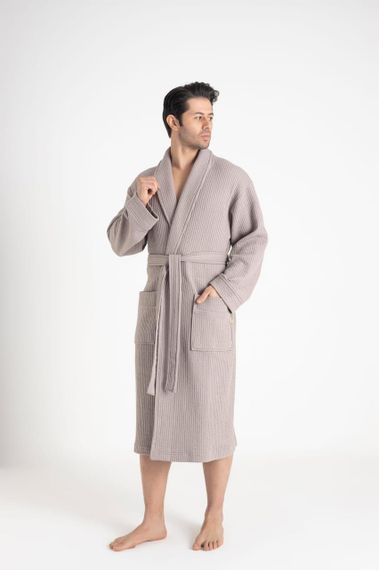 Чоловічий мусліновий халат Nusa 24670 сірий 3XL | Зображення 2