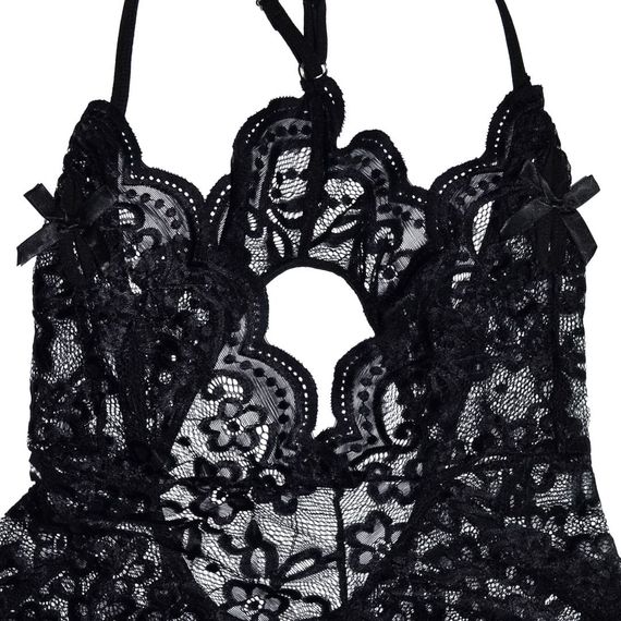 Еротичний мереживний чорний боді з доступом, розмір XXL | Зображення 8