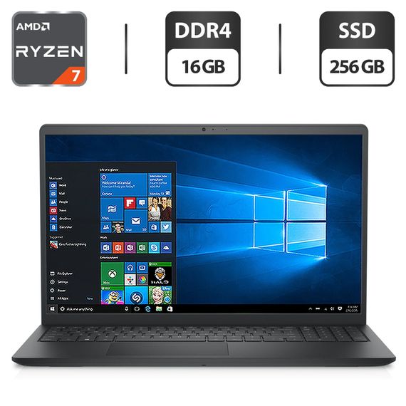 Ультрабук Dell Inspiron 15 3535 / 15.6" (1920x1080) IPS / AMD Ryzen 7 7730U (8 (16) ядер по 2.0 - 4.5 GHz) / 16 GB DDR4 / 256 GB SSD / AMD Radeon Vega 8 Graphics / WebCam б/в
