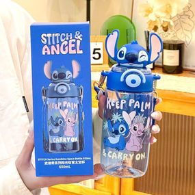 Дитячий поїльник пляшечка з трубочкою Stitch 500 мл