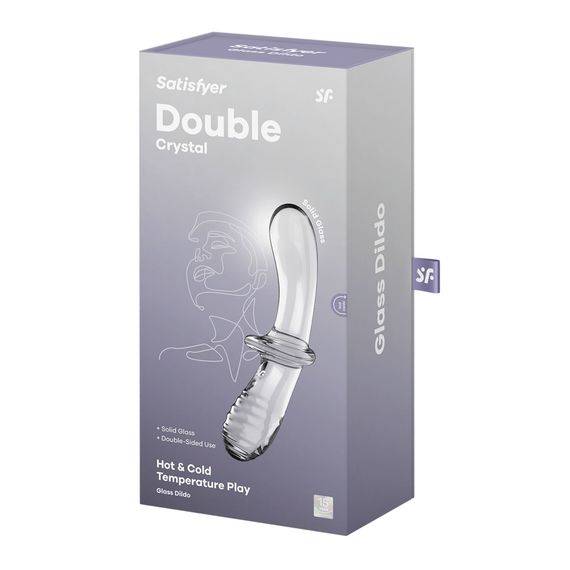 Двосторонній скляний дилдо Satisfyer Double Crystal Transparent, боросилікатне скло, унісекс | Зображення 4